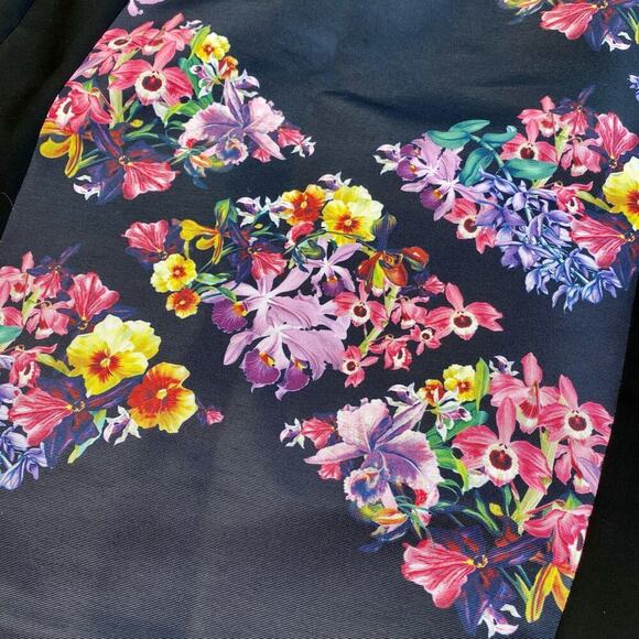 TED BAKER Skirt Gardens Diamonds Pencil Floral Zipper Black Gold Pink 2 - Picture 6 of 8